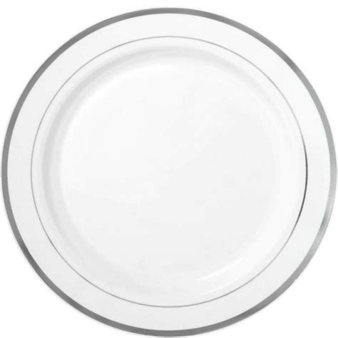Trimmed Premium Plastic Dinner Plates For Birthdays Weddings 10 Pk