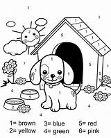 Number Color Printable Coloring Pages Dog Kids sketch template