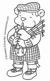 Coloring Bagpipe Playing Tuesday Scottish Bear sketch template