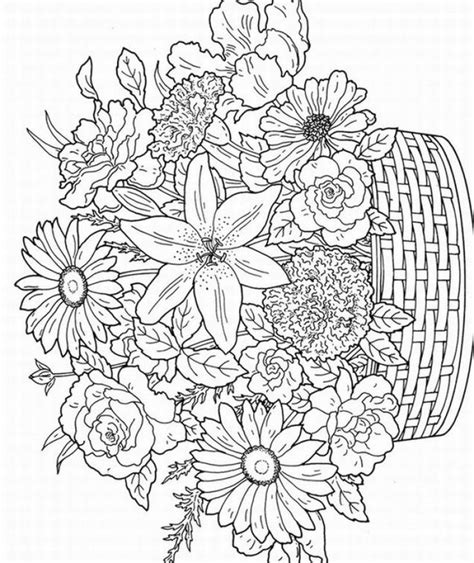 detailed flower coloring pages  adults printable