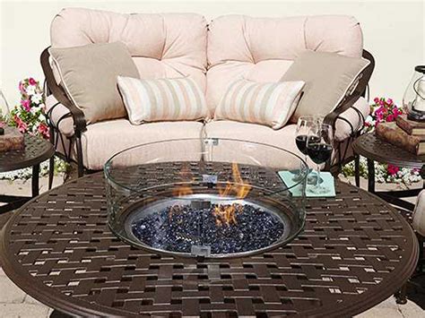 woodard universal iron chat height round fire table base with round burner derby accents 4tm348