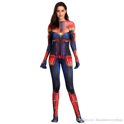 2019 movie captain marvel carol danvers avengers cosplay costume superhero zentai halloween