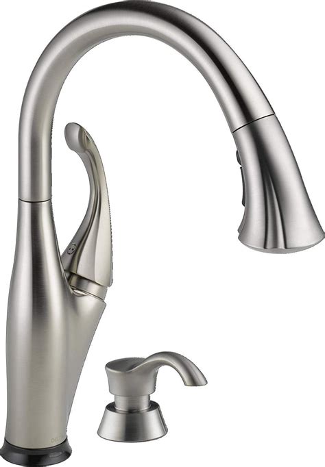 delta faucet addison single handle touch kitchen sink faucet  pull  sprayer soap