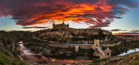 images toledo spain castle scenery rivers clouds cities