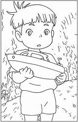Ponyo Coloring Ghibli Sosuke Kiki Characters Miyazaki Falaise Colorare Totoro Sketch Hayao Pesquisa Coloringonly éléments élémentaires Probablement Coloriages Arrietty sketch template