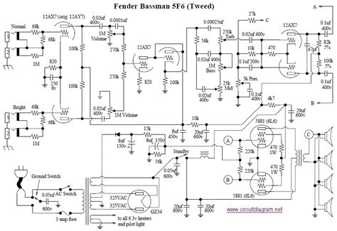 fender bassman   tube amps circuit schematic design