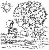 Coloring Apple Tree Pages Orchard Fruit Girl Little Drawing Printable Happy Kids Apples Getcolorings Color Getdrawings sketch template