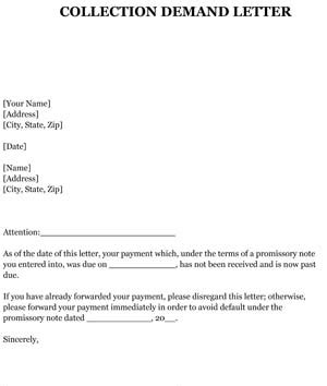 demand letter  payment collection letter template collection