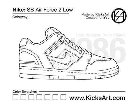 nike sb air force   sneaker coloring pages created  kicksart