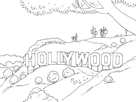 colouring page hollywood sign  printable adult colouring