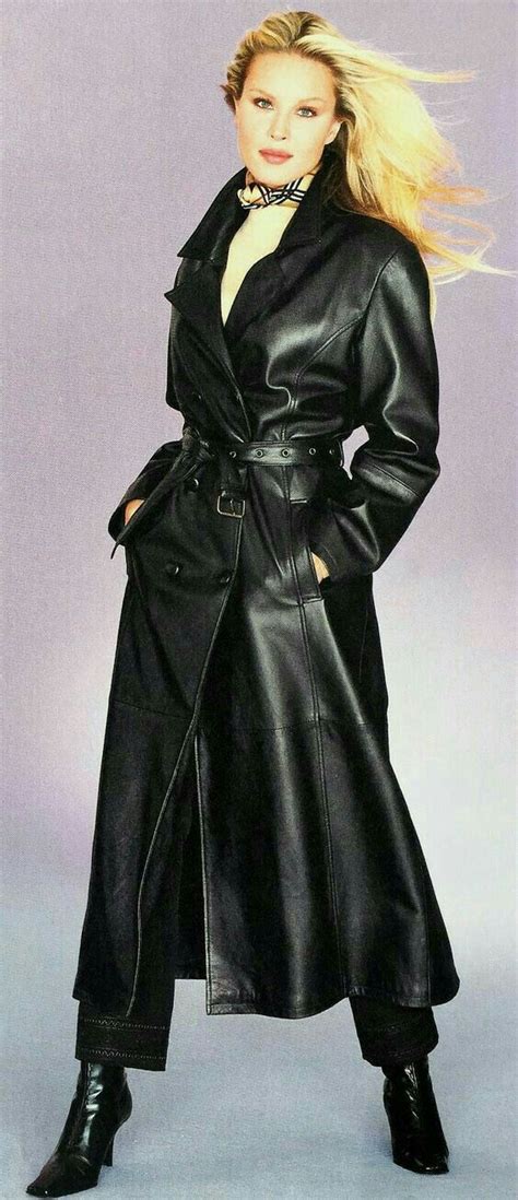 pictures of black leather trench coat women rock cafe long leather