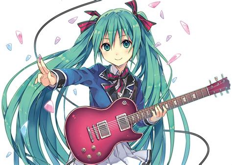 vocaloid hatsune miku guitar cô gái phim hoạt hình hatsune miku và anime