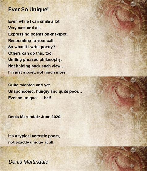 unique   unique poem  denis martindale