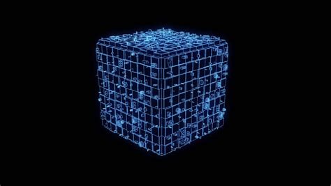 abstract futuristic hologram wireframe cube  motion perfect loop