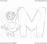 Monkey Coloring Outlined Illustration Royalty Clipart Bnp Studio Vector sketch template