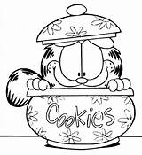 Coloring Garfield Biscoitos Pote Netart Tudodesenhos sketch template