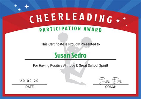 printable cheerleading certificate template printable templates