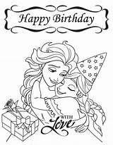 Birthday Coloring Happy Pages Printable Sister Print Frozen Elsa Size Anna sketch template