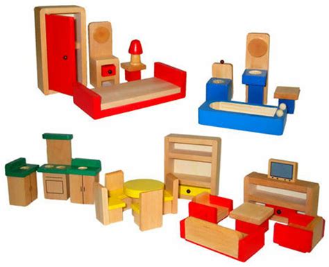 wooden dolls house furniture set   wooden toys