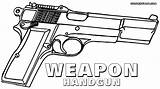 Coloring Weapons Pages Weapon Handgun Colorings Print sketch template