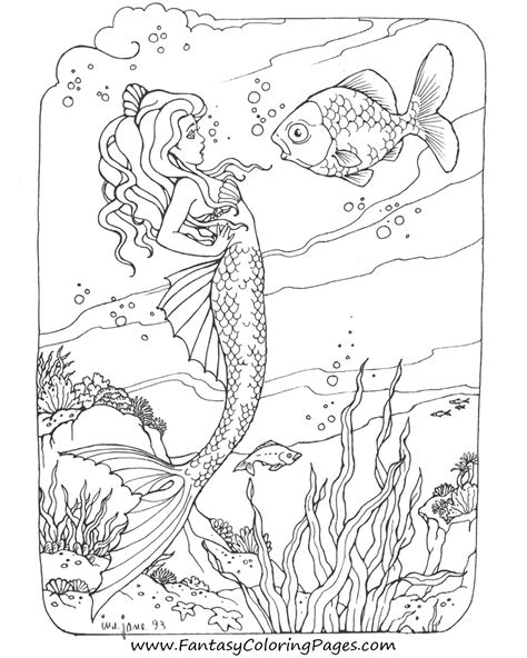 detailed mermaid coloring pages getcoloringpagescom