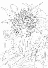 Coloring Pages Fairy Anime Adults Adult Water Printable Fairies Manga Elf Color Colouring Detailed Book Girls Lilies Night Sureya Epic sketch template