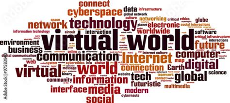 virtual world word cloud concept vector illustration stock image