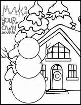 Christmas Coloring Winter Pages Snowman Preschool Sheets Printable Own Kindergarten Printables Activities Holidays Draw House Things Mom sketch template