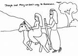Coloring Joseph Mary Donkey Pages Bethlehem Way Their Drawing Jesus Egypt Flight Color Kids Expecting Birth Room Pulling Into Inn sketch template