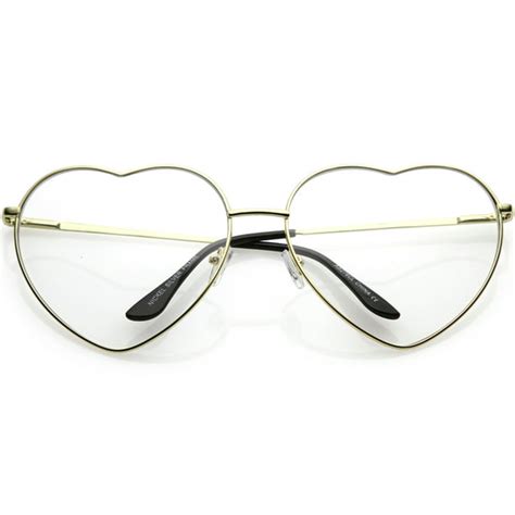sunglass la oversize metal heart shaped eye glasses with clear lens