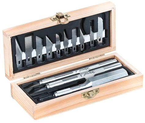 craftsman hobby knife set american  craft knife kit   assorted blades wooden chest