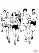 Marathon Runners Pages Coloring Drawing Runner Color Drawings sketch template