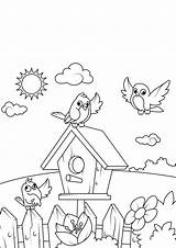 Spring Malvorlage Coloring Coloriage Vogelhaus Printemps Nichoir Frühling Kids Ausmalbilder Birdhouse Zum Ausdrucken Bild Lente Pages Kostenlose La sketch template