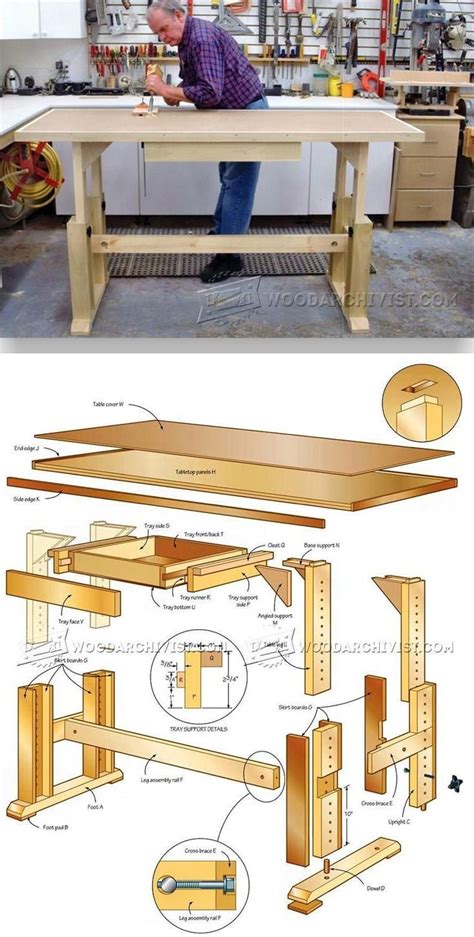 adjustable height worktable plans workshop solutions plans tips  tricks woodworking