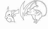 Raichu Pikachu Vs Lineart Kleurplaten Kleurplaat Getdrawings Eevee Evolutions Pachirisu sketch template