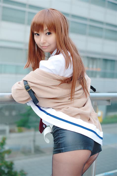 ass blouse cardigan cosplay makise kurisu necoco pantyhose shorts