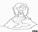 Mermaid Rock Sitting Getdrawings Drawing sketch template