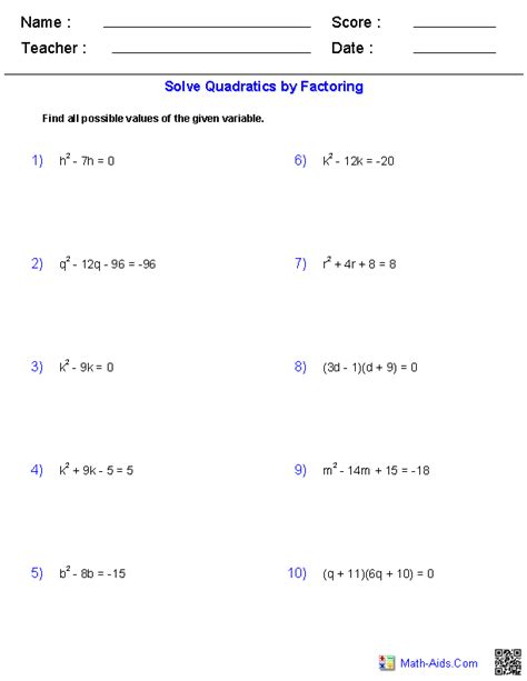 solving quadratic equations  factoring math aidscom pinterest