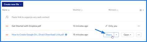 dropbox direct  link   create