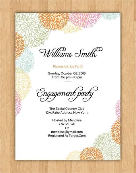 engagement card templates   word  samples formats