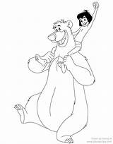Baloo Coloring Mowgli Jungle Pages Book Disneyclips Disney Kaa Bagheera Printable Khan Shere Shoulders Louie Funstuff sketch template