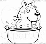 Bath Dog Puppy Cute Shepherd German Clipart Taking Husky Vector Royalty Thoman Cory Cartoon 2021 Clipartof sketch template
