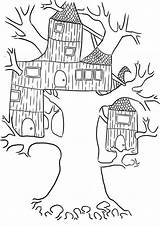 Coloring Treehouse House Tree Pages Wierd Clipart Color Size Popular Library Luna Print sketch template