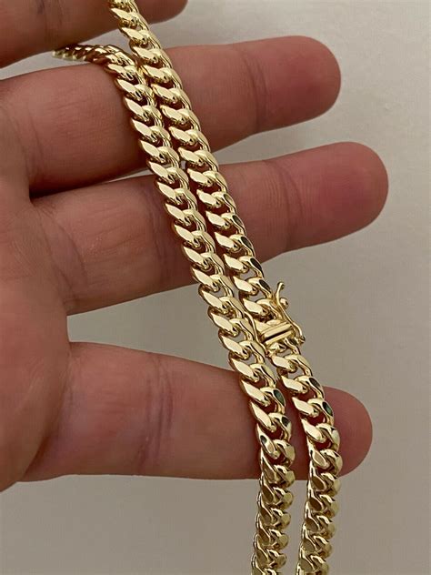 real  yellow gold mens miami cuban link chain necklace thick mm box lock ebay