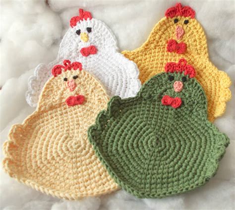 chicken rooster potholder crochet set