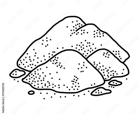 sand cartoon vector  illustration black  white hand drawn