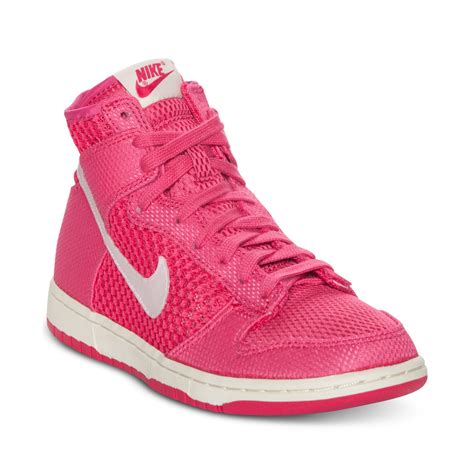 nike dunk high skinny casual sneakers  pink pink forcesail lyst
