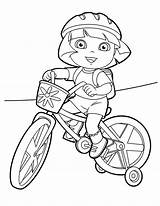 Bike Coloring Dora Pages Riding Cycling Helmet Printables Dirt Motorcycle Explorer Mountain Color Kids Getcolorings Print Printable Rides Her Col sketch template