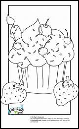 Coloring Pages Cupcake Strawberry sketch template