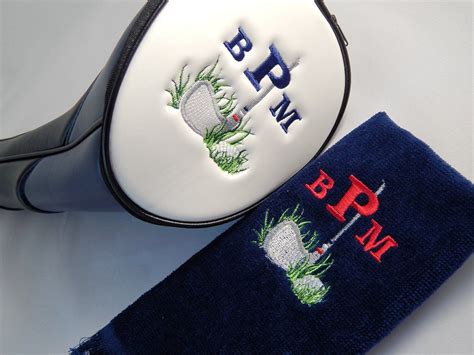 monogrammed golf head cover towel include personalized golf etsy